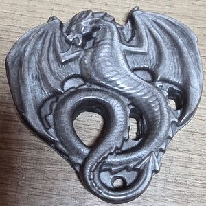 Silver Sheen Obsidian Dragon Carving
